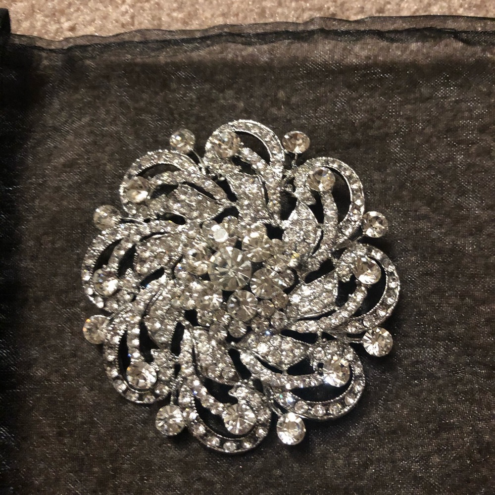 White silver brooch